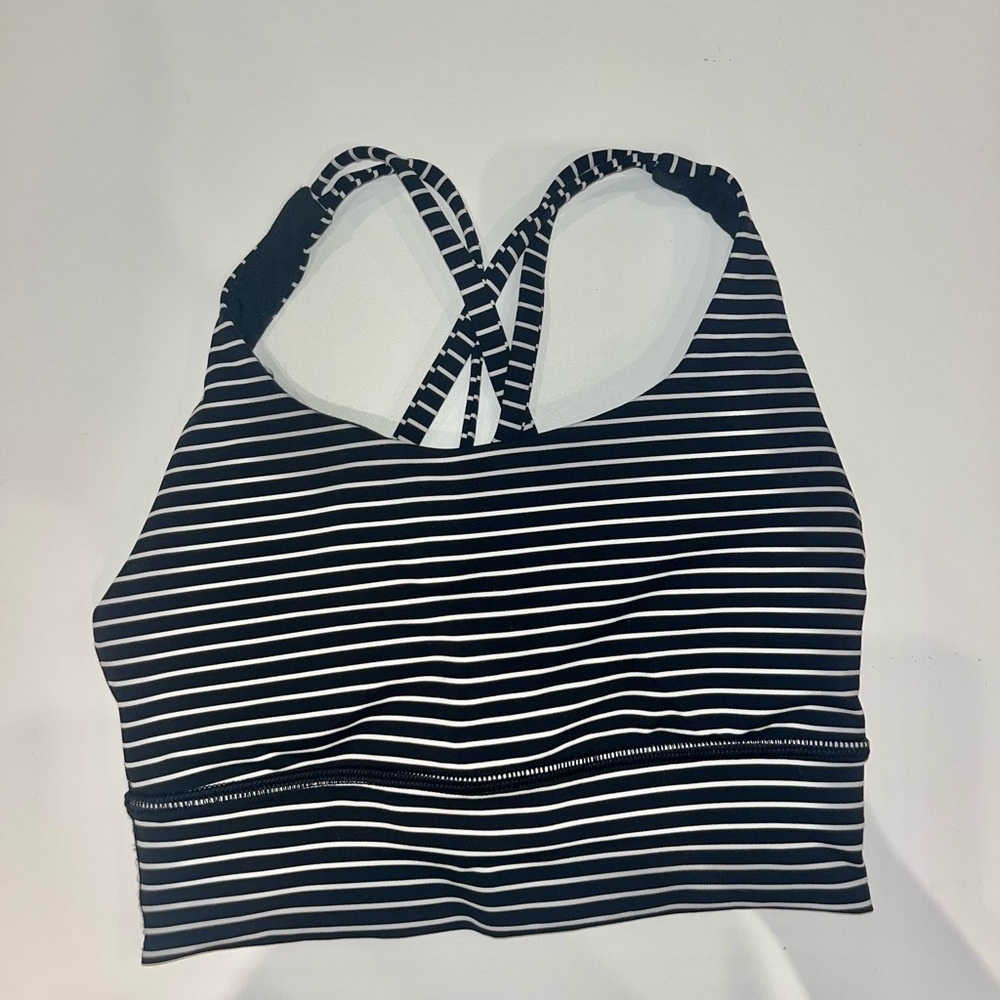 Lululemon Energy Bra Black and White Striped Sports Bra